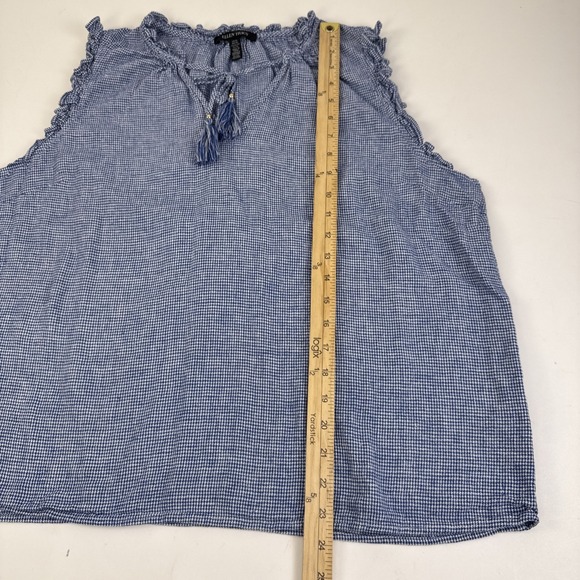 Ellen Tracy Blouse Women's XL Blue & White Gingham Top Linen Blend Sleeveless - Picture 8 of 10